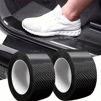 Protecteur d'arête de porte de voiture en fibre de carbone nano 3D, bande adhésive en PVC imperméable et résistante aux rayures, film anti-collision universel, couleur noire
