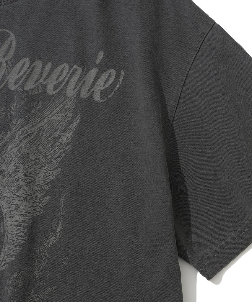 NOT4NERD Ignited Angel Pigment Loose Cropped T-Shirts - Charcoal