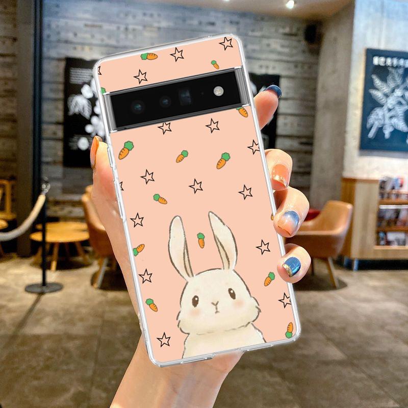 

Simple Line Rabbit Cartoon Phone Case Cover for Google Pixel 8 7 6 5 4 4XL Silicone 7A 6A 5A 4A 3A 3AXLPro 5G Transparent Shell Pixel 7