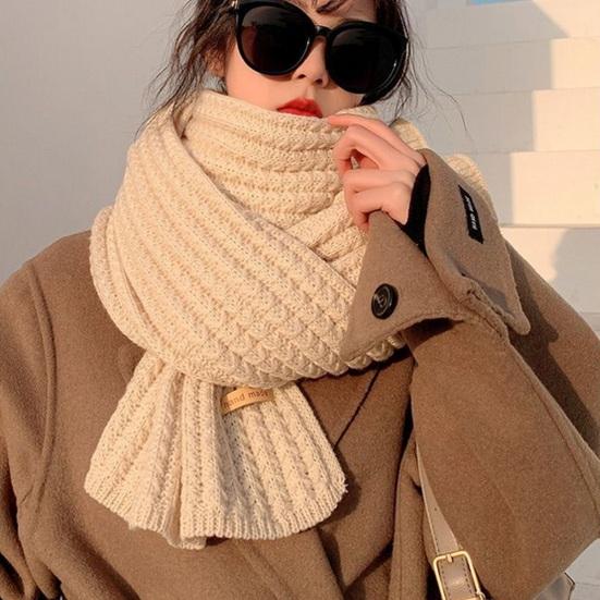 Bufanda para Mujer Engrosada Cálida Color Sólido Otoño Invierno Versátil Cómoda Tejida Larga