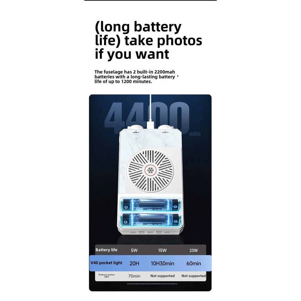 40W Mini Portable LED Fill Video Light with Built-In Rechargeable Battery Fill Light for Mobile Phone Charging PD