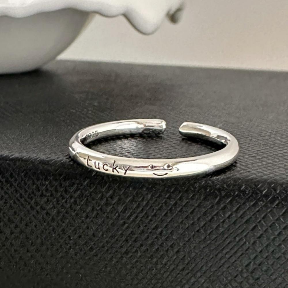 925 Sterling Silver Retro Brushed Open Finger Ring - Women's High-End Niche Light Luxury, Trendy and Non-Fading.
