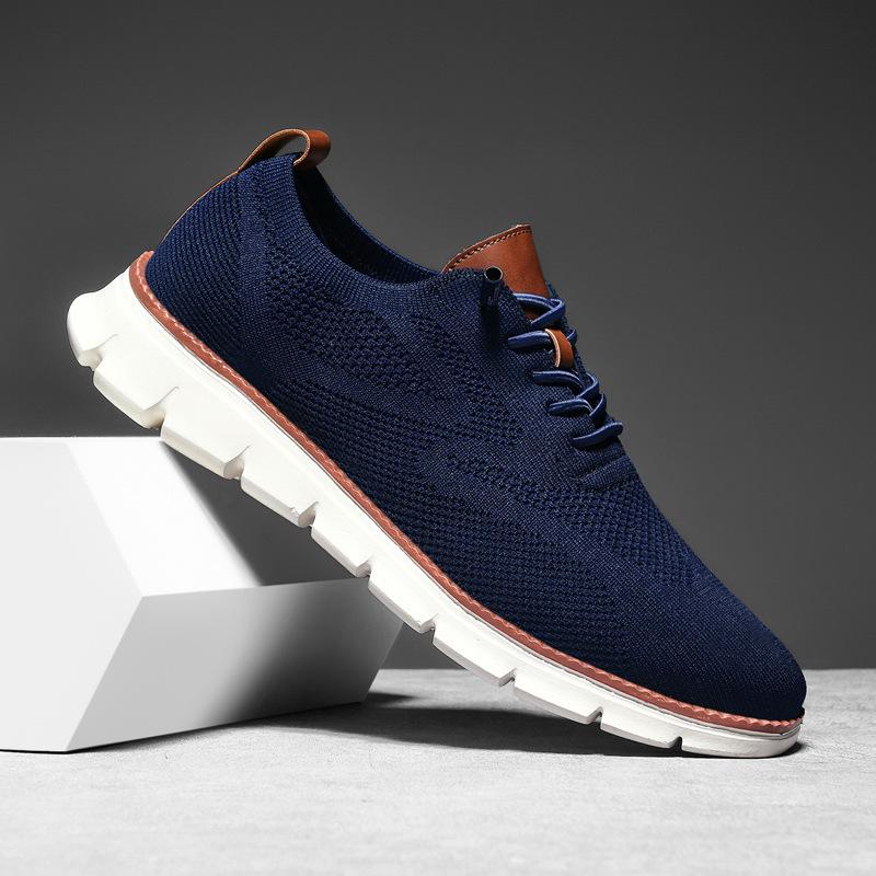 Britischer Stil Sommer atmungsaktive Sneaker Fly-Woven Mesh Schuhe Große Größe Laufschuhe Trendschuhe