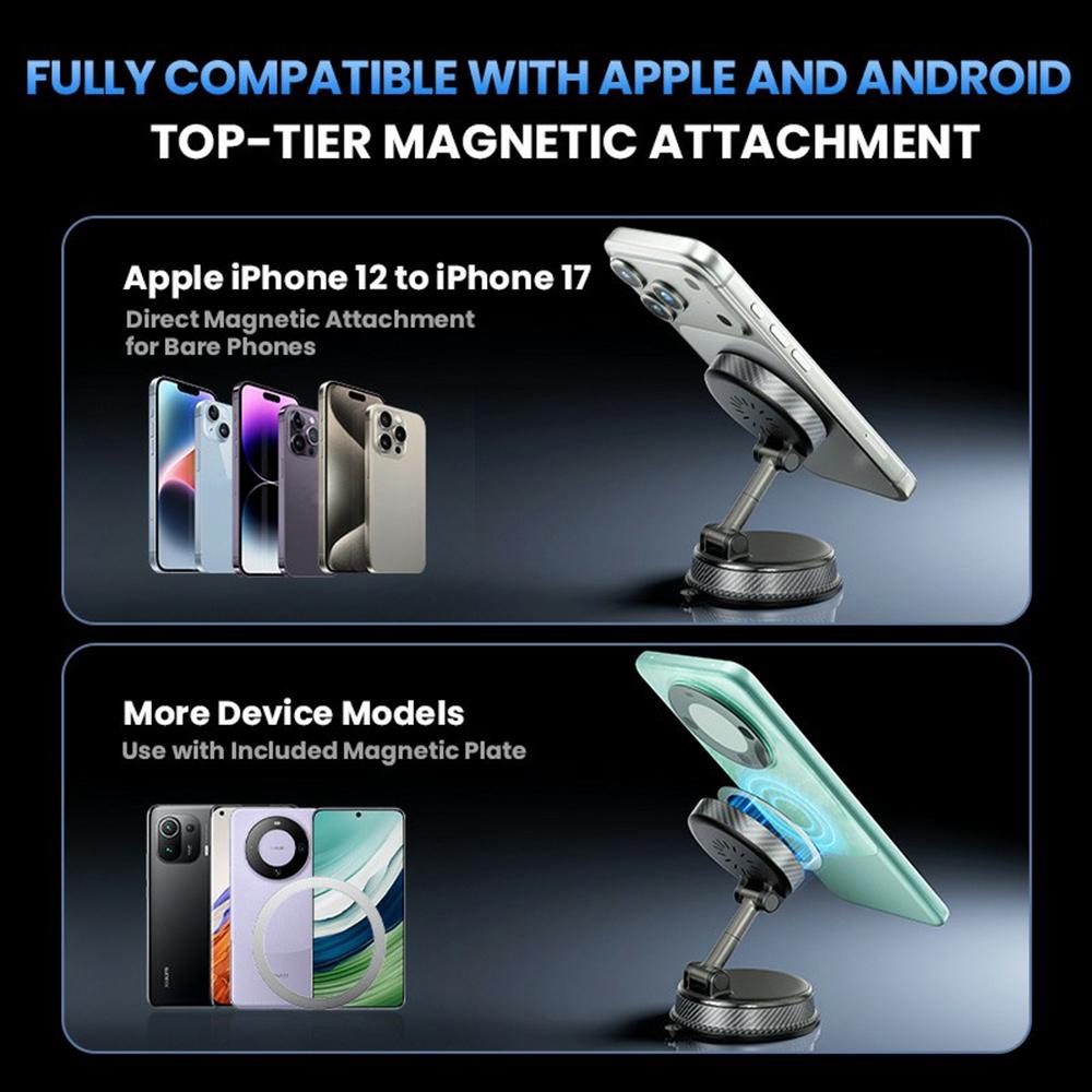 HONNOBE A14 Magnetic Wireless Charging Phone Mount Vacuum Suction 15W Fast Charger Phone Stand For Dashboard Windshield