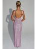 Elegant 2025 Sequin Rhinestone Bodycon Evening Dress with Double Shoulder Strap