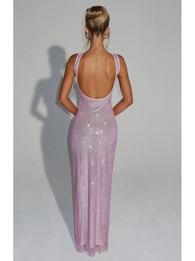 Elegant 2025 Sequin Rhinestone Bodycon Evening Dress with Double Shoulder Strap
