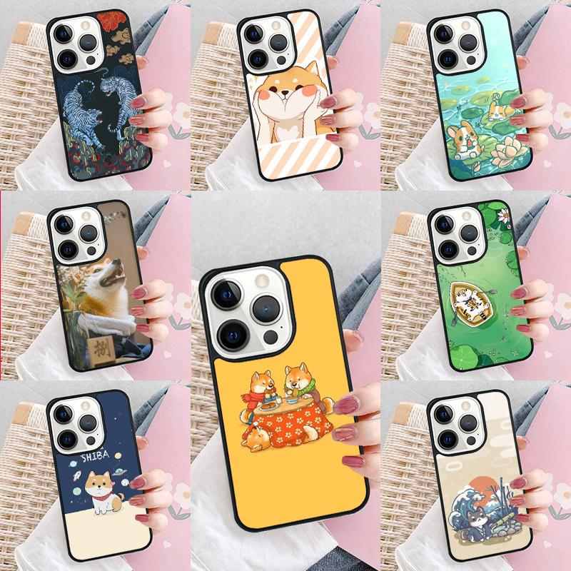 Japanese Style Tiger Cat Shiba Inu Phone Case For iPhone 17 Air 15 16e 14 13 Pro Max Coque 12 11 Pro Max PLUS Cover