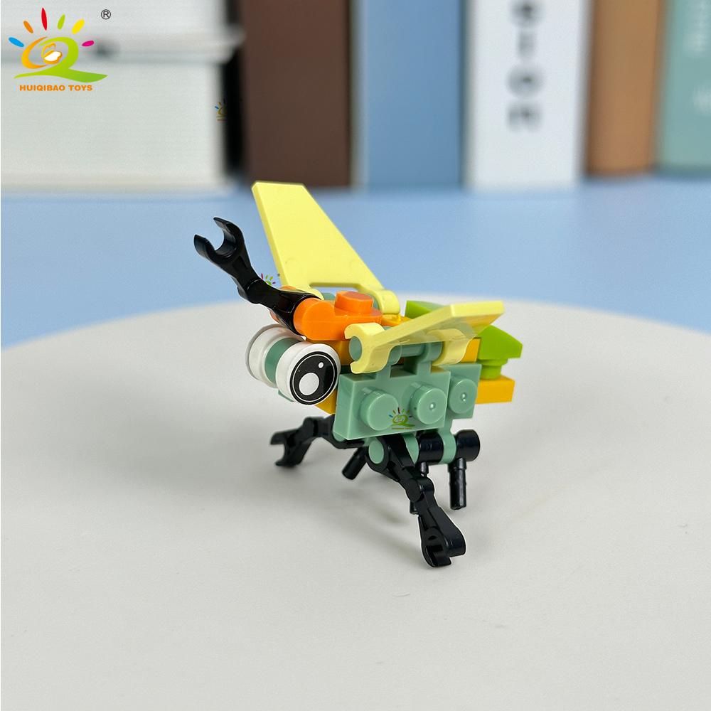 HUIQIBAO 12in1 Moc Insect Model Building Blocks Fly Bee City Construction Bricks Set Children Puzzle Assemble Toys for Kids