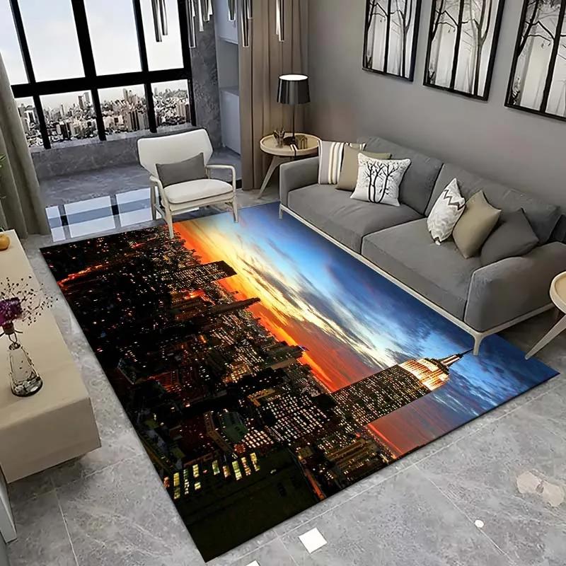 New York City Floor Mat Urban Landscape Rug Modern Cityscape Carpet for Living Room Bathroom Mat Doormat for Bedroom Home Decor