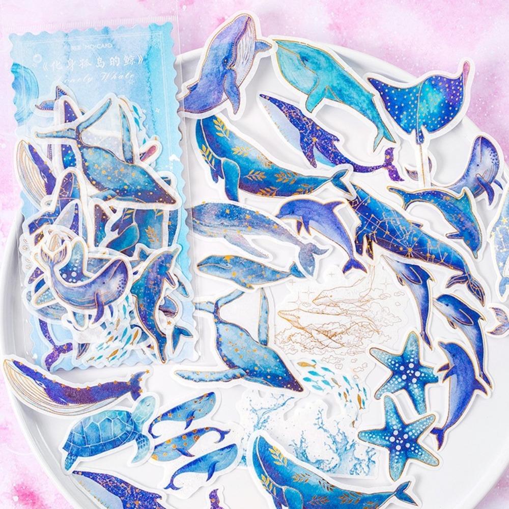 Blue Stickers Washi Paper Whale Stickers Decorative Stickers Washi Stickers  for DIY