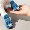 4Pcs Cute Mesh Dog Shoes Non-slip Elastic Strap Cooling Dog Boots Soft-sole Wear-resistant Pet Sandals Summer