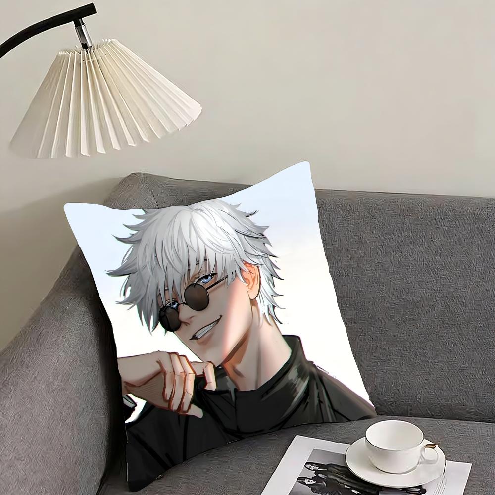 Gojo Satoru Cushion Cover Reversible Plush Pillow Cover – For car, sofa, bedroom, perfect as a gift.