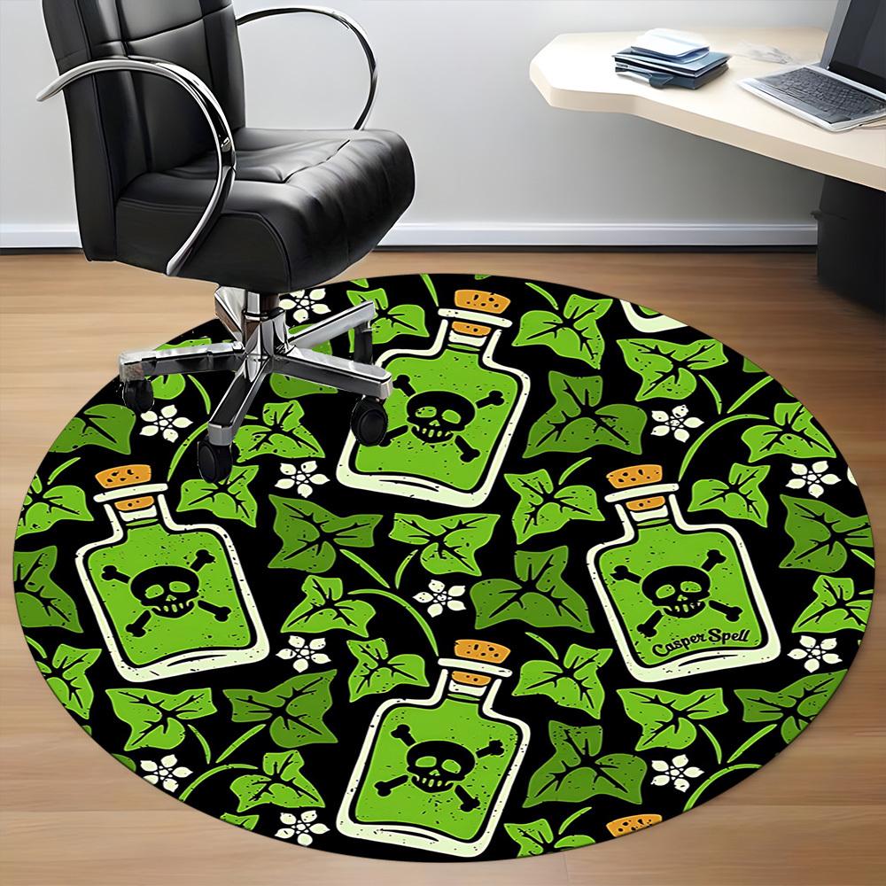 1pc Skull Poison Office Round Area Rug, Indoor Mat Suitable For Office, Under Office Chairs Bedroom Living Room Home Decor, Room Deco201