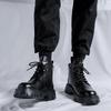 Martin Boots Men's New Casual British Style Trend Versatile Thick-soled Medium-top Black Locomotive Boots 6575-R