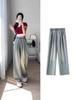 Women's 2024 Plus Size Petite High Waist Blue Jeans - Spring & Autumn Style, Loose Straight Wide Leg