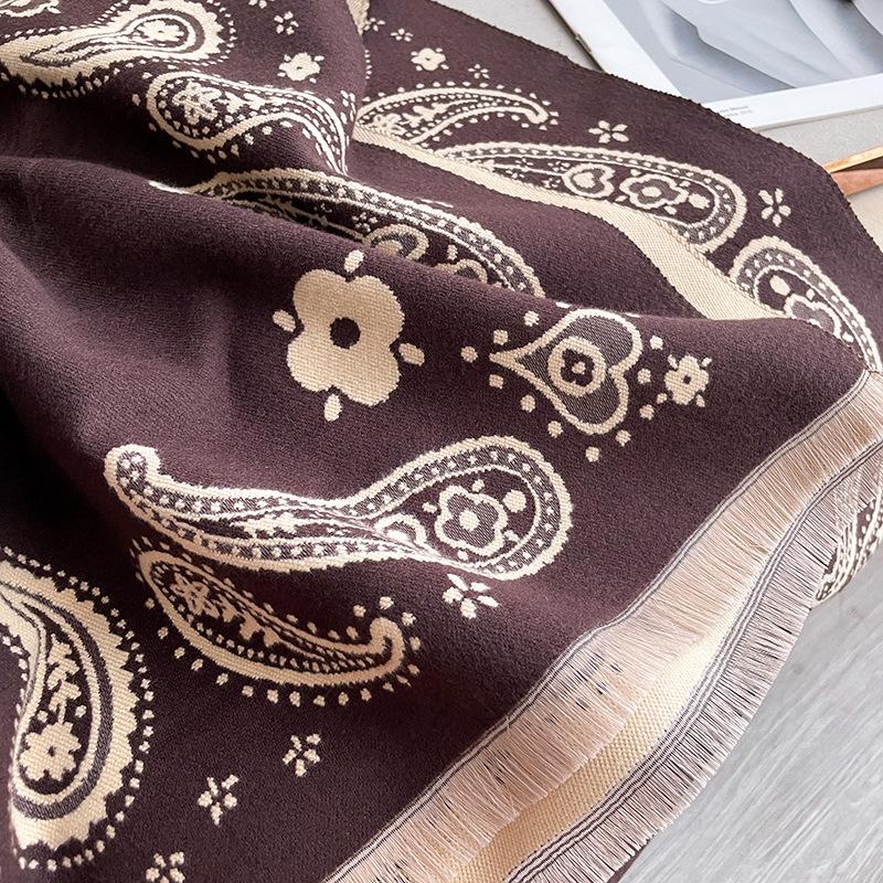 High-End Cashew Nut Retro Foreign Style Imitation Cashmere Scarf Women'S Cold And Warm Shawl Scarf
