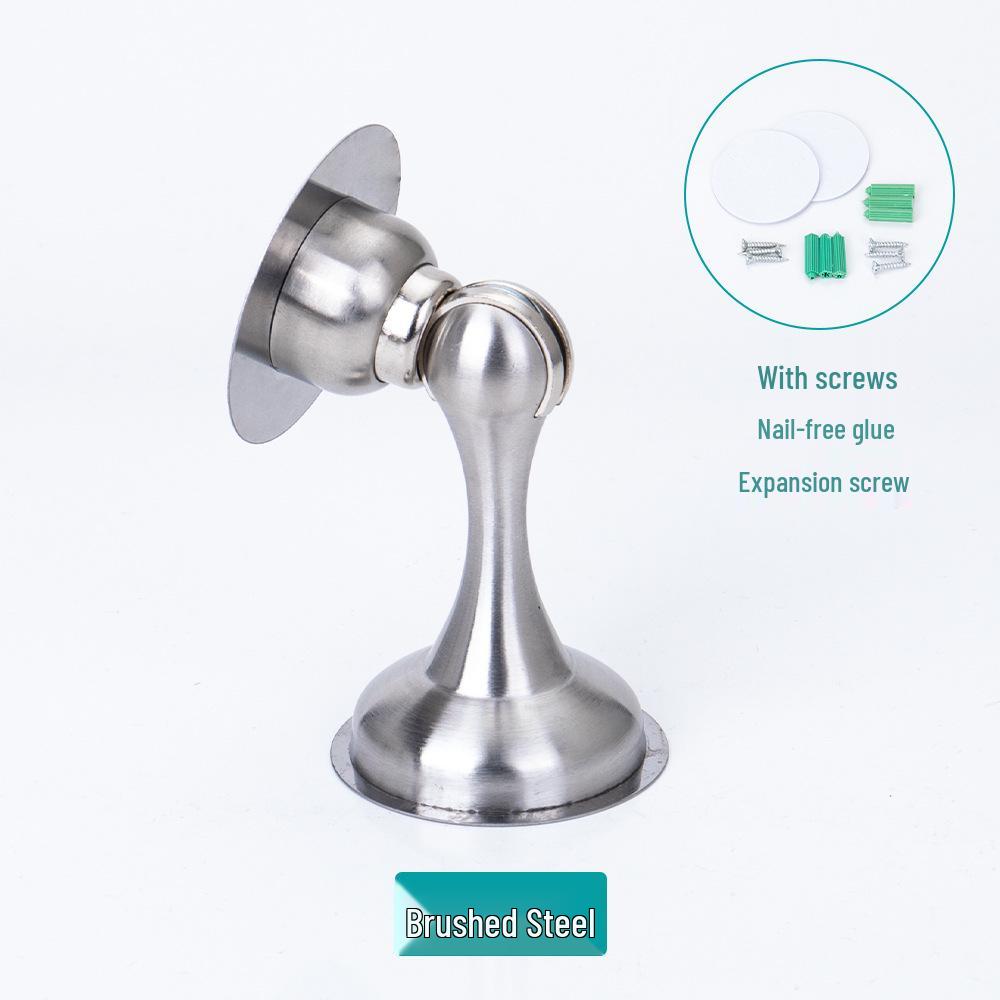 Silent Magnetic Stainless Steel Door Stopper - No-Drill, Anti-Collision, Thickened Design for Bedroom and Luxury Doors.