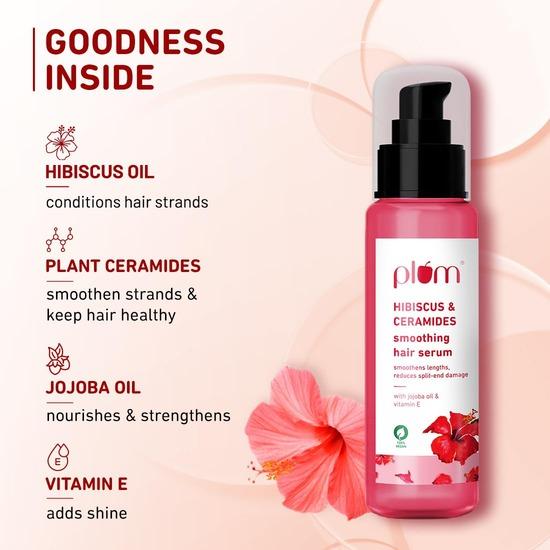 Plum Hibiscus Hair Serum for Long Hair, with Ceramides, Jojoba Oil and Vitamin E I Hair Serum for Women & Men  I 75ml