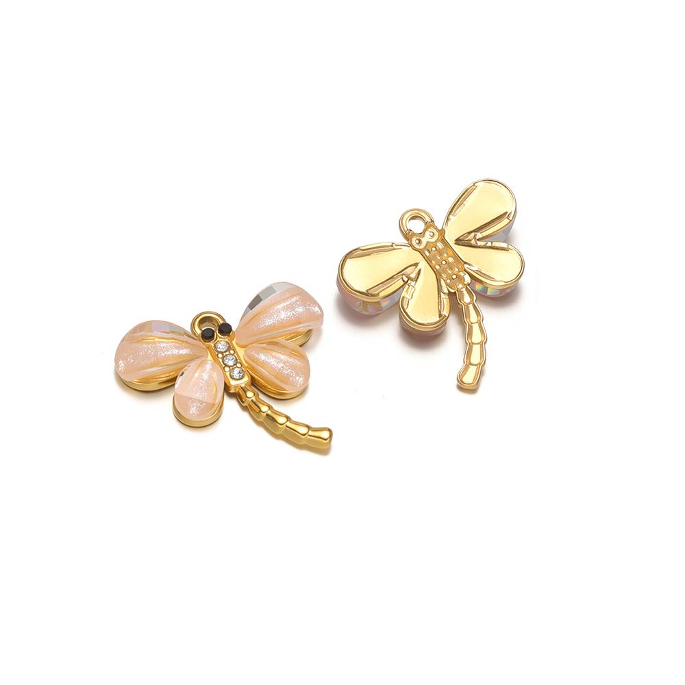 3pcs Stainless Steel Zircon Shell Dragonfly Charms for Children Necklace Pendant DIY Women Jewelry Earrings Making Kids Bracelet