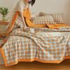 1pc Washed Cotton Summer Quilt Summer Spring Quilt Core for Bedroom Flat Simple Check Single Bed Double Bed 150/200cm
