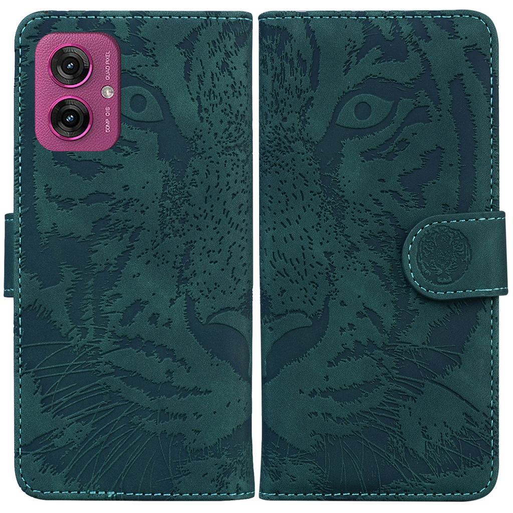 For Motorola Moto G55 5G Case Tiger Imprint Leather Wallet Phone Cover