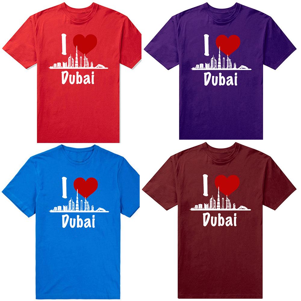 I Love Dubai Skyscrapers Heart Graphic 100 Cotton Tshirts Men Womens Fashion Casual Tshirt Loose Oversized Streetwear T Shirt