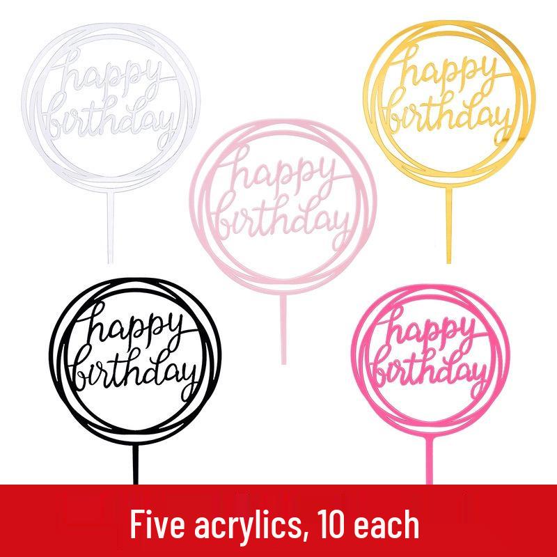 50-Pack Acrylic 'Happy Birthday' Cake Toppers - Popular Party Decorations with Free Shipping
