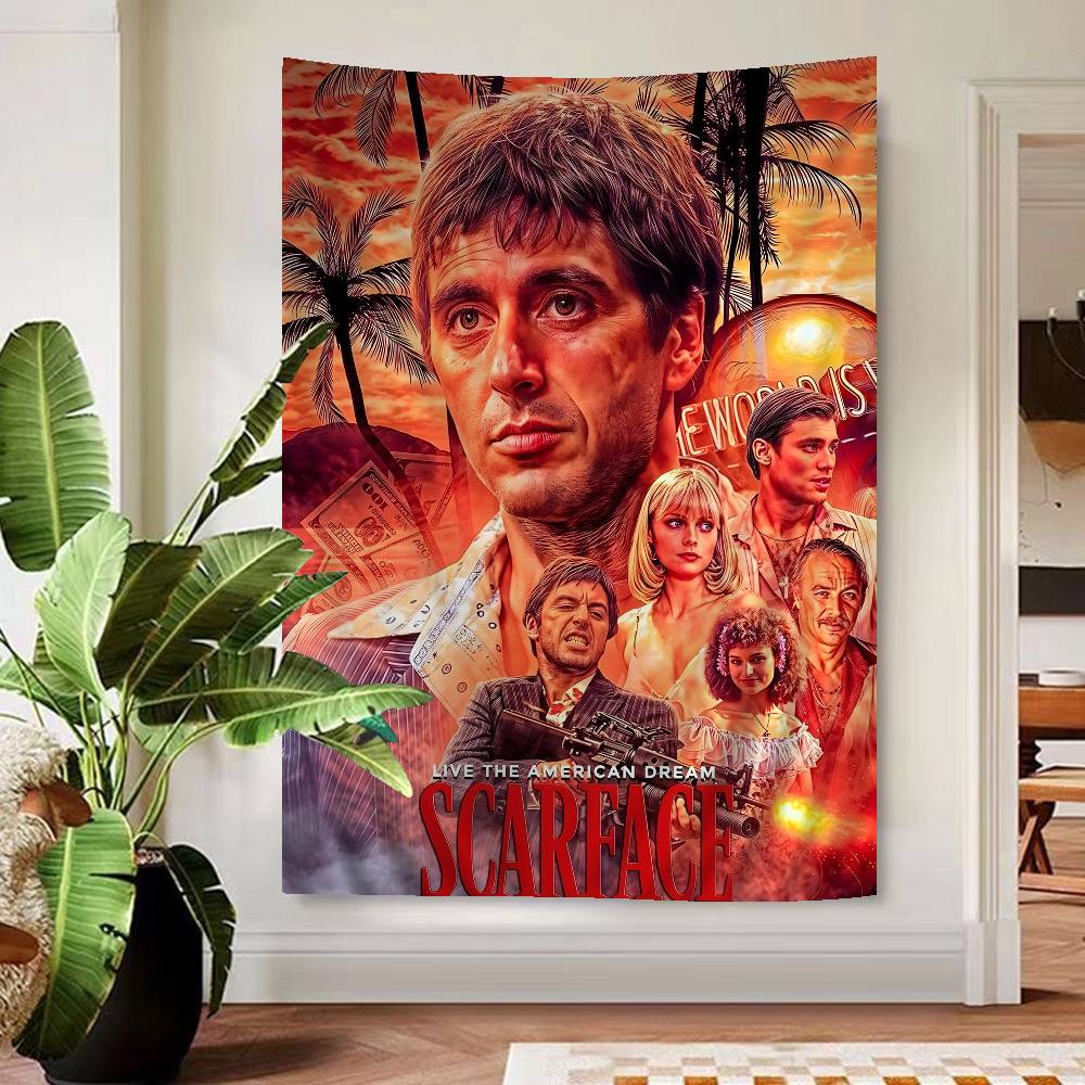 Retro Sscarface Film Cartoon Tapestry Art Science Fiction Room Home Decor Art Home Decor