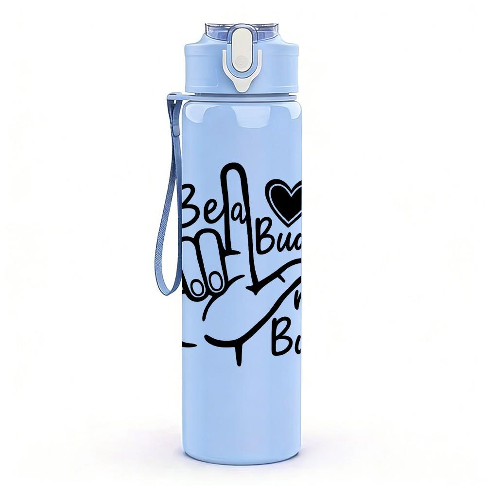 1PC Be Kind Buddy Hand Gesture 750ml Color Plastic Sports Water Bottle Leakproof Flip Straw Lid Suitable for Sports Office Home Use