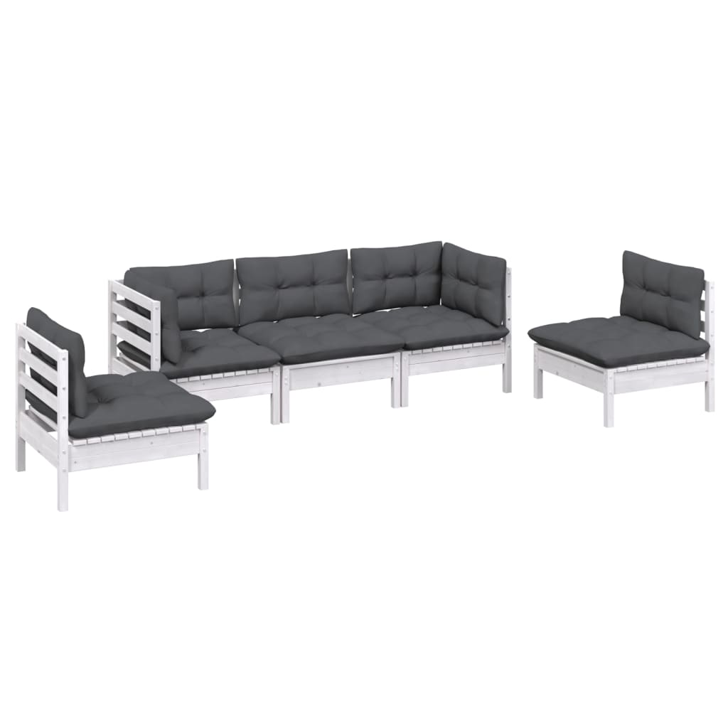 Vidaxl 5-Cz. Garden Lounge Set, With Cushions, Pine