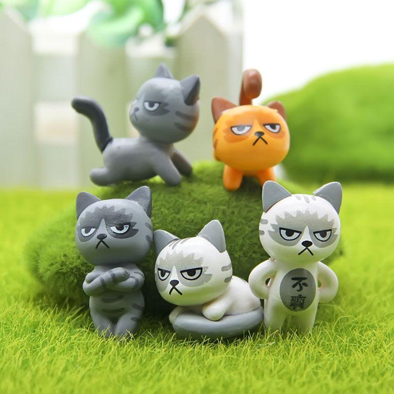 Modish 6pcs Set Kawaii Zakka Cute Unhappy Cat Doll Adorable Mini Cartoon Figures