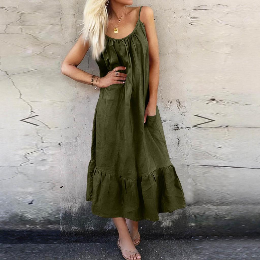 Women's Backless Strapless Dresses, Backless Loungewear Dress, Sleeveless, House Dress, Long Dress With Back Bow