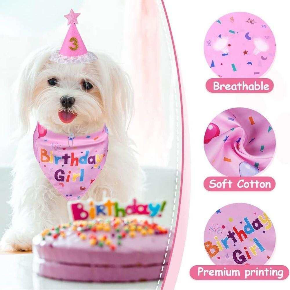 Adjustable Pet Birthday Caps Cute Dog Birthday Bib Cat Triangle Scarf  Puppy Costume