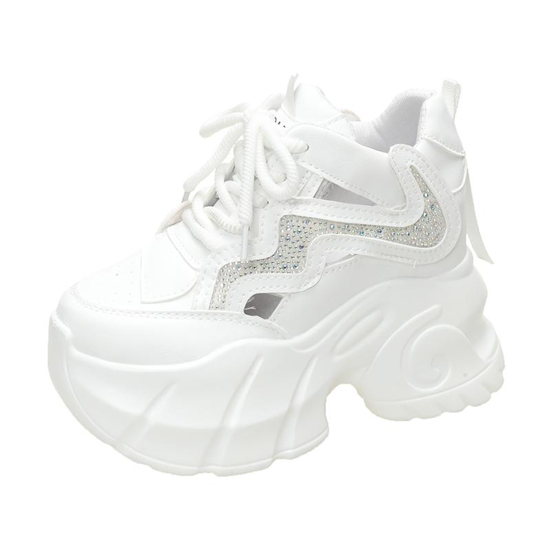 

Модные 10 см женские кроссовки летние повседневные женские туфли на платформе с высоким каблуком клиновидная каблук-танкетка с утолщением трикотажные женские вулканизированные туфли 34 бежевый