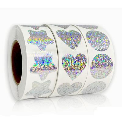 Puikūs 50-500 vnt lazeriniai tuščiaviduriai meilės širdžių žvaigždžių apvalūs lipdukai rankų darbo dekoracijos šventės gimtadienio vakarėlio lipdukas lipdukas