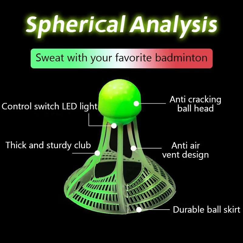 1 PC Glow-In-The-Dark Windproof Badminton Shuttlecock Ball Wind Resistance Training Accessoires Night Outdoor Sport Supplies