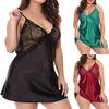 Plus Size Stretch Satin Lingerie: Sexy European & American Camisole Dress Nightgown