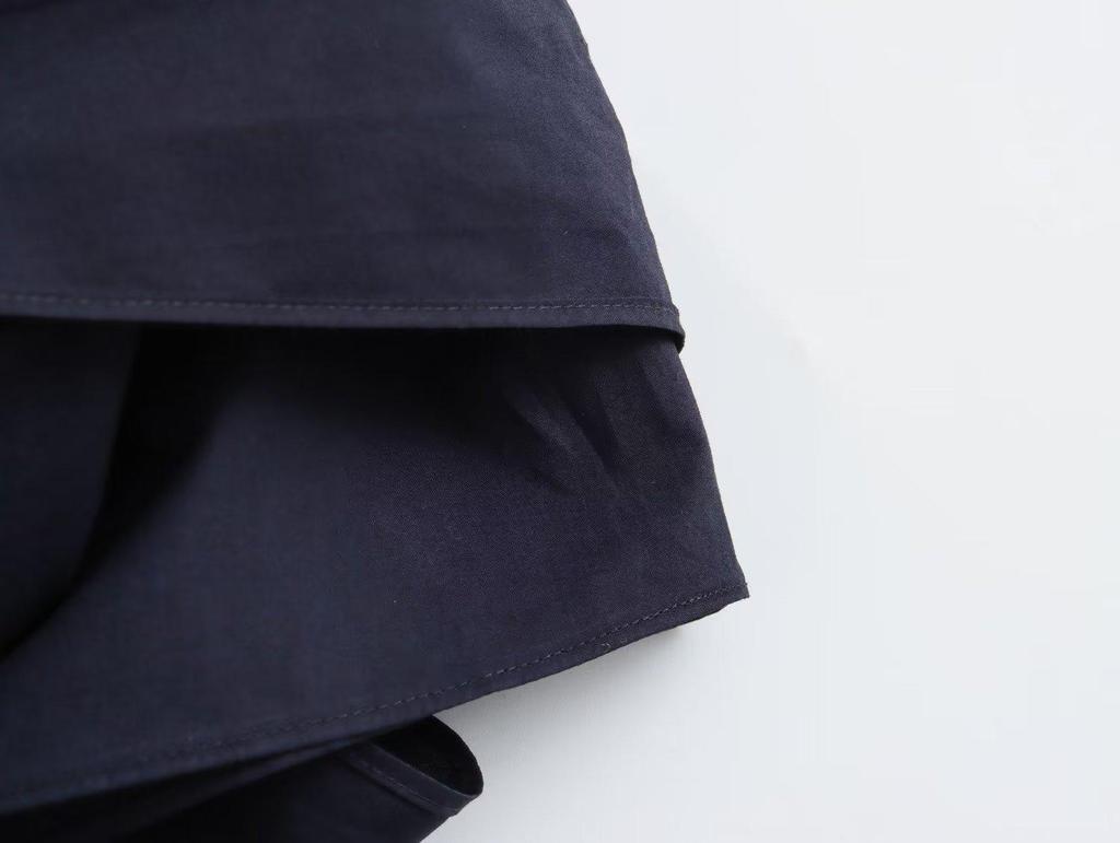 2025 Spring Women's Double-Breasted Poplin Slim Shirt with Bow Tie - European & American Style