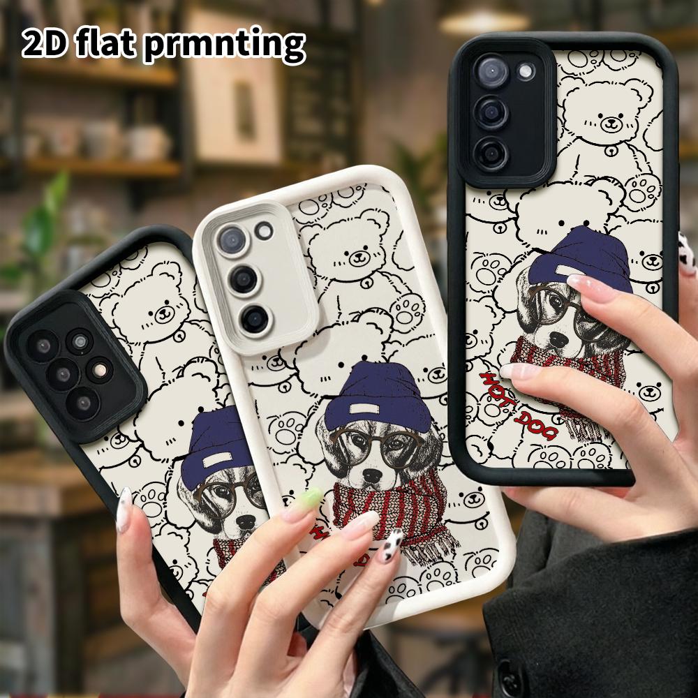 Phone Case: 2D Flat Samsung Galaxy A34 A35 M05 M06 S20 S22 S21 FE Plus 5G Protective Case, Winter Trendy Dog, Christmas and Halloween Gifts