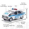 1/24 Lada 2106 Police Alloy Car Model Metal Diecast Toys with Pull Back Sound and Light Simulation Vehicles for Children Gifts