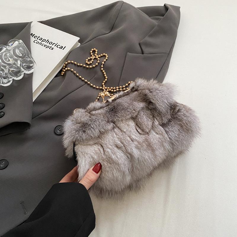 2025 осень новая сумка-мессенджер простая пушистая сумка женская пушистая сумка милая повседневная плюшевая сумка-ведро