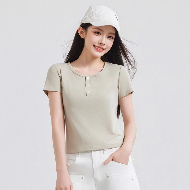 

Summer Tencel Slim Fit Round Neck Tee - Versatile & Cool Short Sleeve XXL (65-73 kg)