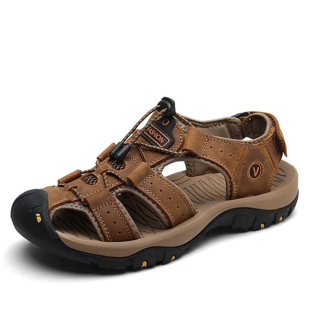 Genuine Leather Men Shoes Summer New Large Size Men 'S Sandals Men Sandals Fashion Sandals Slippers Big Size 38 -47