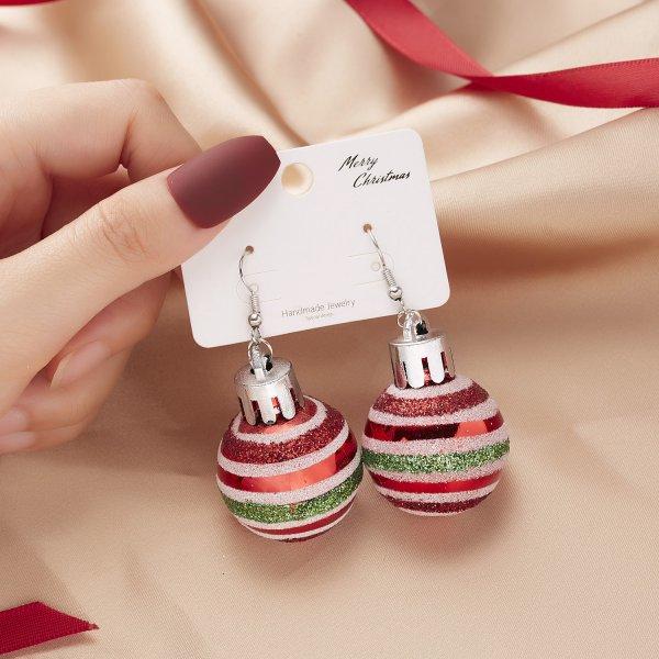 1 Pair of Fashion Christmas New Year Earrings Creative Sequin Snowflake Resin Star Light Ball Christmas Ear Hook Earrings Festive Elegant Earrings