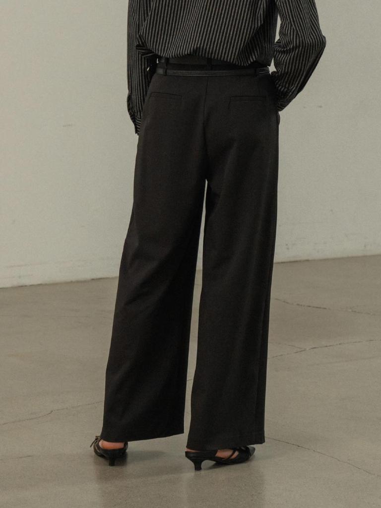 Mosyupamosyu Double Belt Loop Wide Pants [Charcoal]