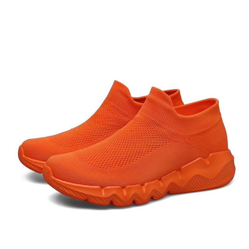 Fashion Women's Red Knit Socks Shoes Breathable Mesh Lightweight Non-slip Flat Shoes Women Outdoors Comfort Sport Shoes Ladies Sneakers