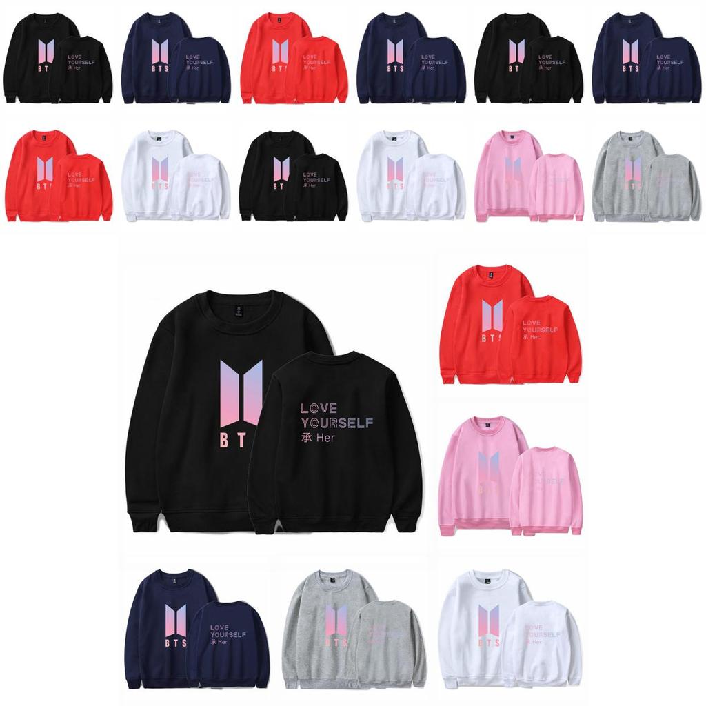 BTS-Sweatshirt mit Printmuster und Fleecefutter für jugendliche Fans