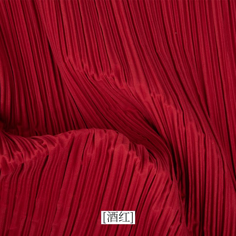 diy sewing wrinkled textile plain black white blue red pleated designer fabric by the meter for dress clothing background cloth