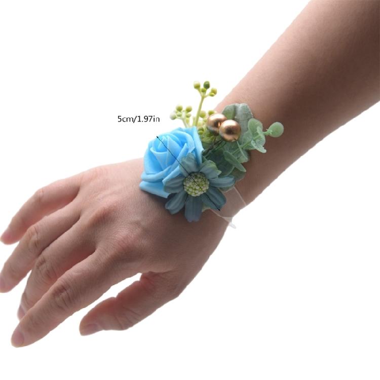 4 Pezzi Corsage da Polso Rosa Corsage Floreale Sposa Braccialetto Decorazioni per Mano per Sposa, Damigella d'Onore, Feste di Ballo, Cerimonia