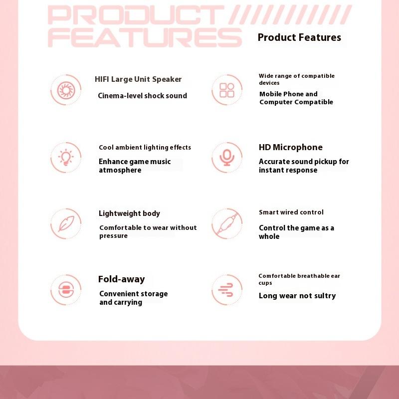 Head-mounted E-sports Game USB Wired Headset RGB Magic Light Effect Computer Headset